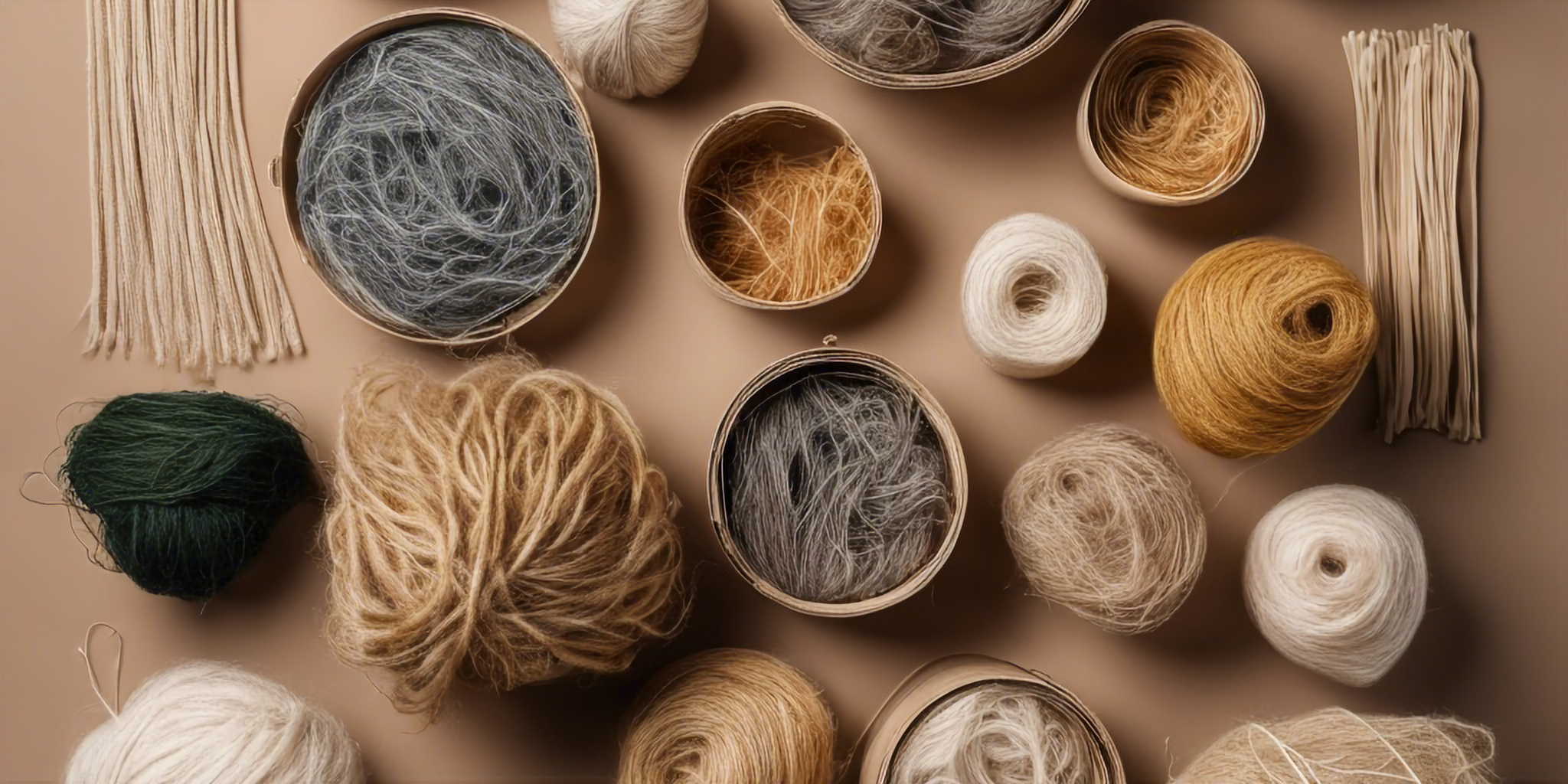 Various natural yarn colors in bowls